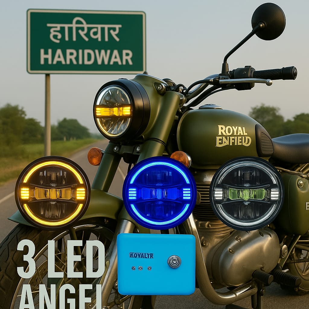 3 LED Angel Headlight for Royal Enfield – Multi-Color DRL with Control Box